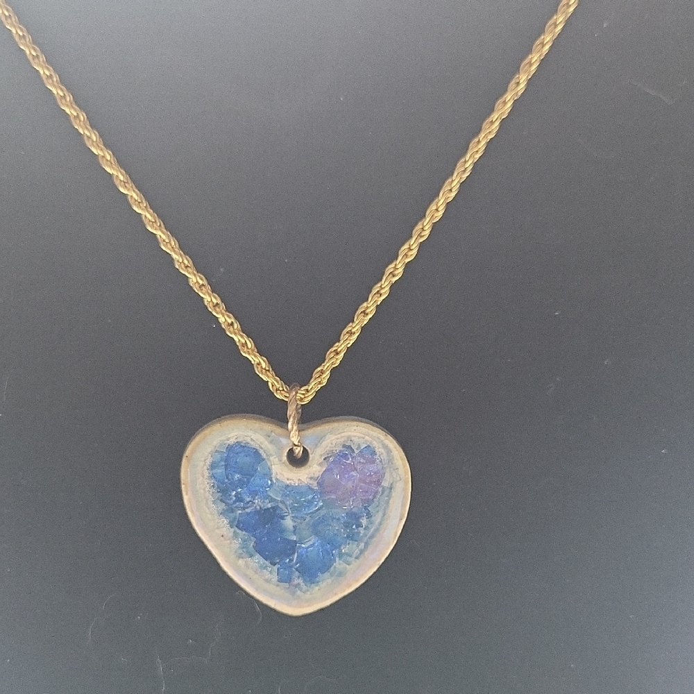 Paloma Pottery Recycled Glass Heart Pendant Necklace